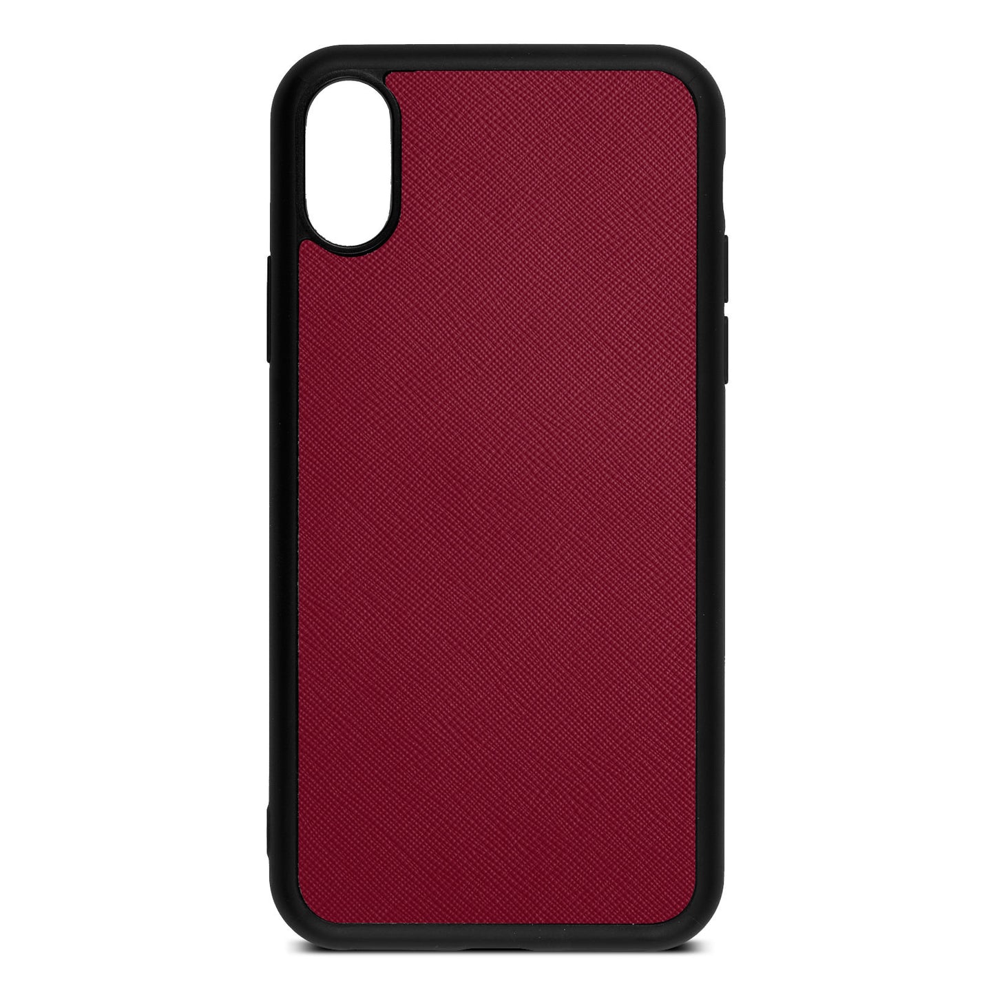 Blank Personalised Dark Red Saffiano Leather iPhone XS Case