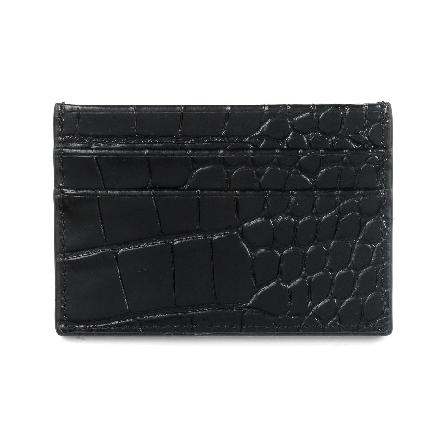 Blank Personalised Black Croc Leather Card Holder