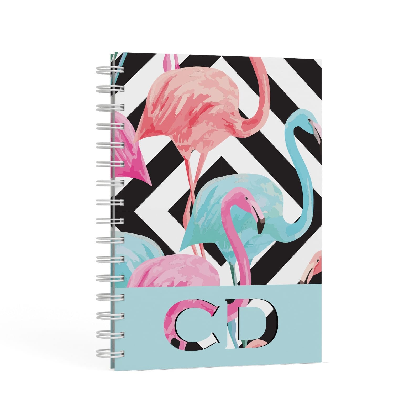 Blue & Pink Flamingos A5 Hardcover Notebook Second Side View