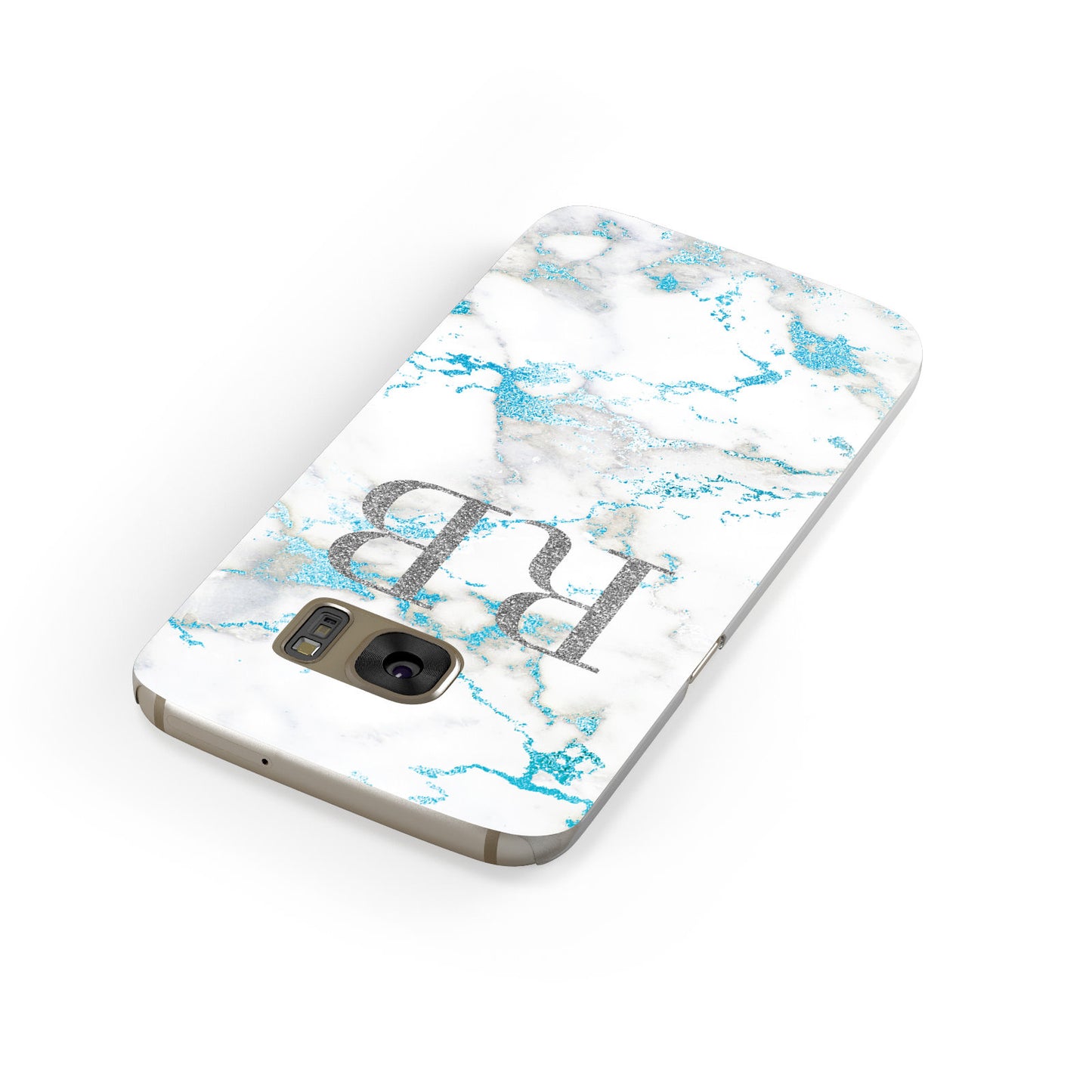 Personalised Blue Marble Initials Samsung Galaxy Case Front Close Up