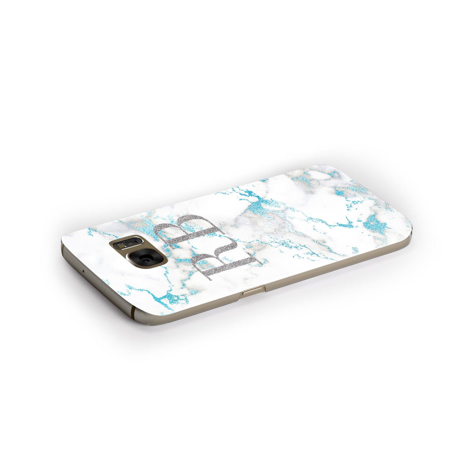 Personalised Blue Marble Initials Samsung Galaxy Case Side Close Up