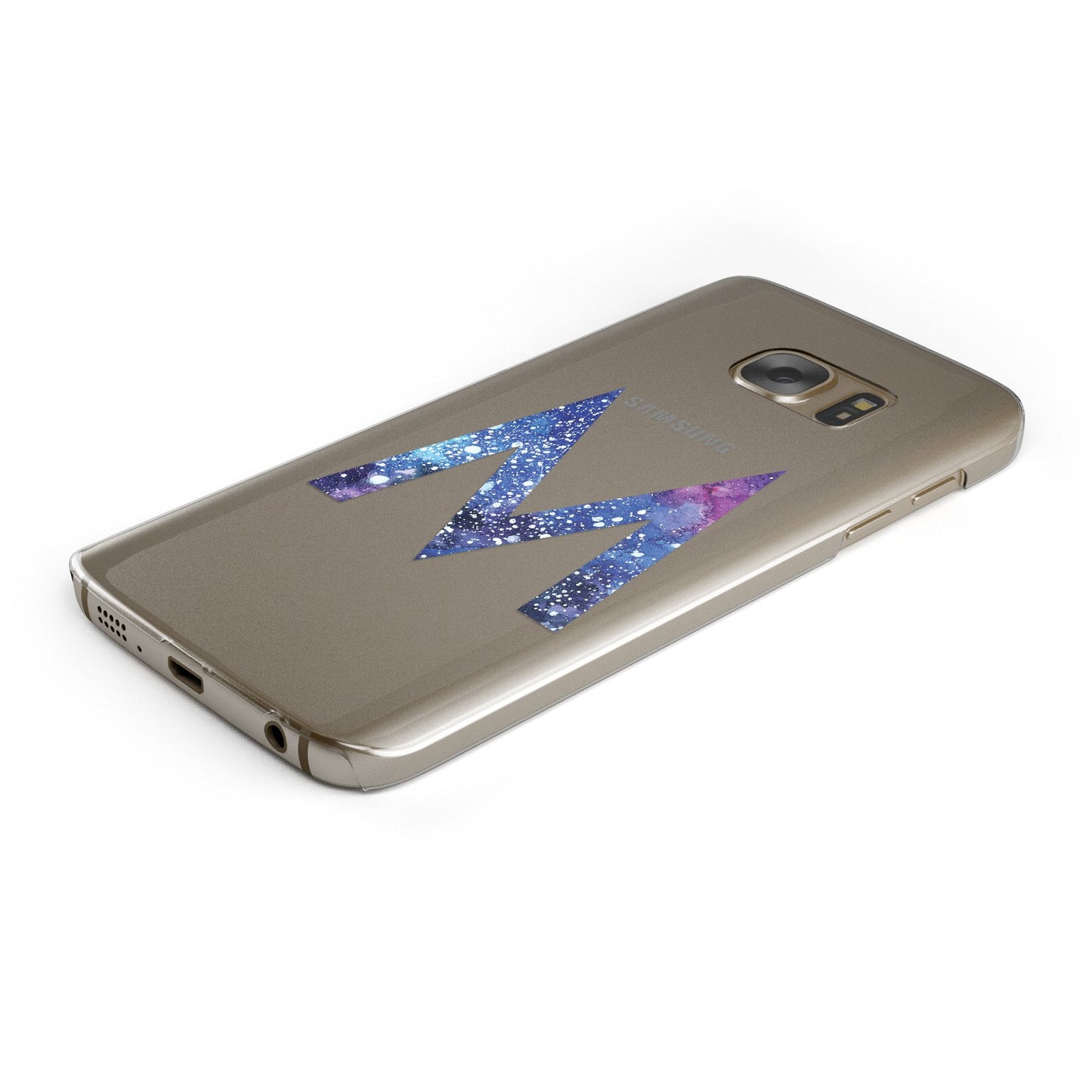 Personalised Blue Space Initial Clear Custom Samsung Galaxy Case Bottom Cutout