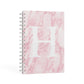Blush Marble Custom Initial Personalised A5 Hardcover Notebook Second Side View