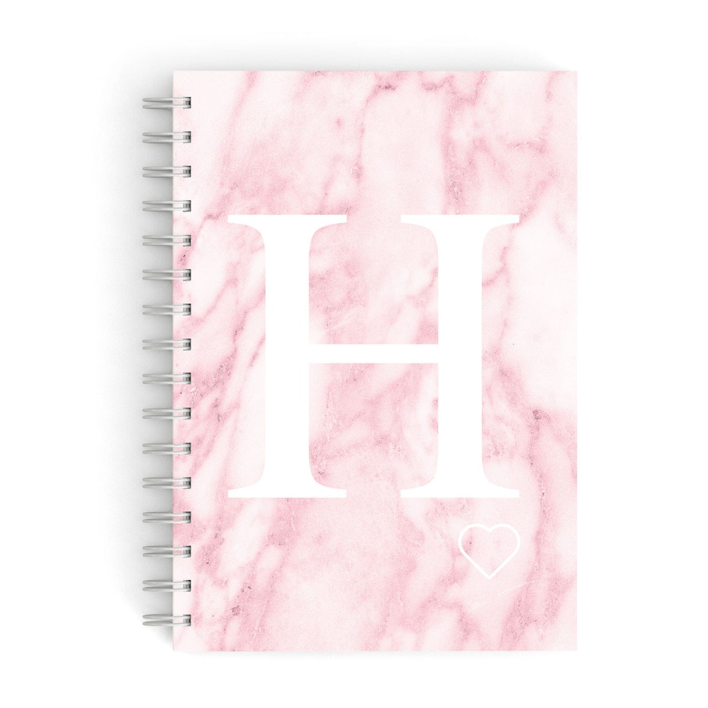Blush Marble Custom Initial Personalised A5 Hardcover Notebook