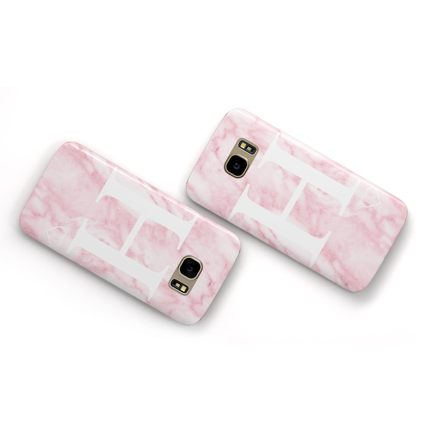 Blush Marble Custom Initial Personalised Samsung Galaxy Case Flat Overview