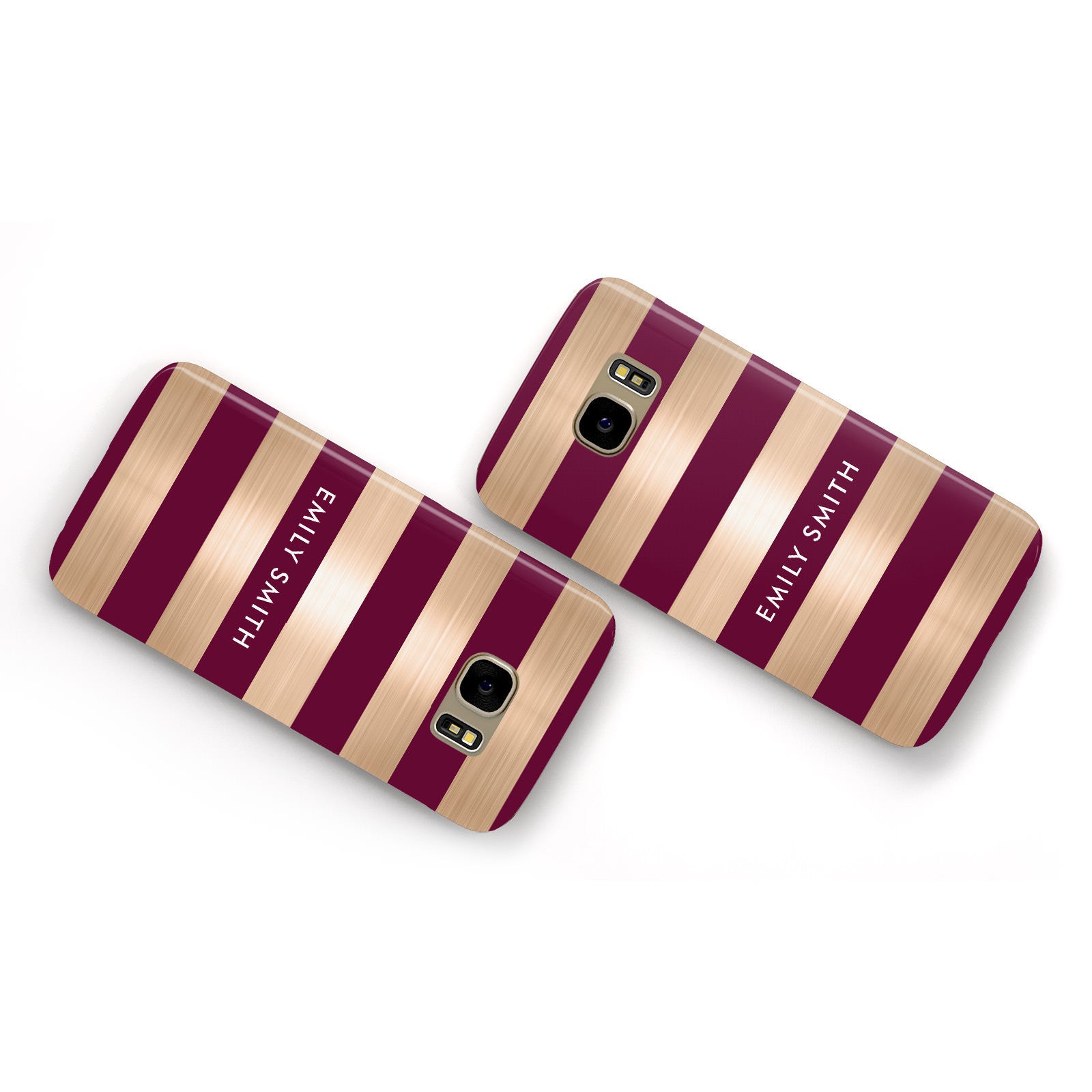 Personalised Burgundy Gold Name Initials Samsung Galaxy Case Flat Overview