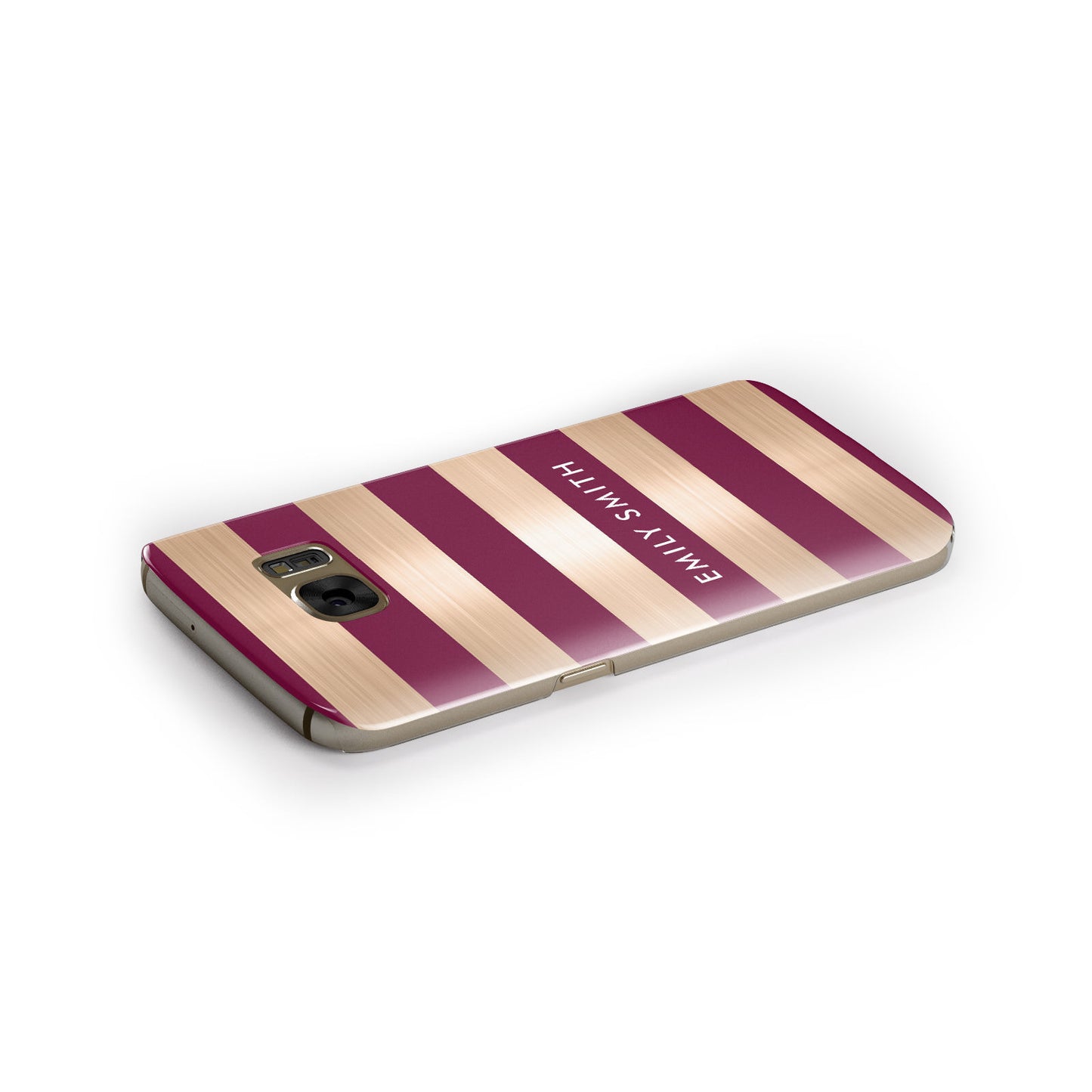 Personalised Burgundy Gold Name Initials Samsung Galaxy Case Side Close Up