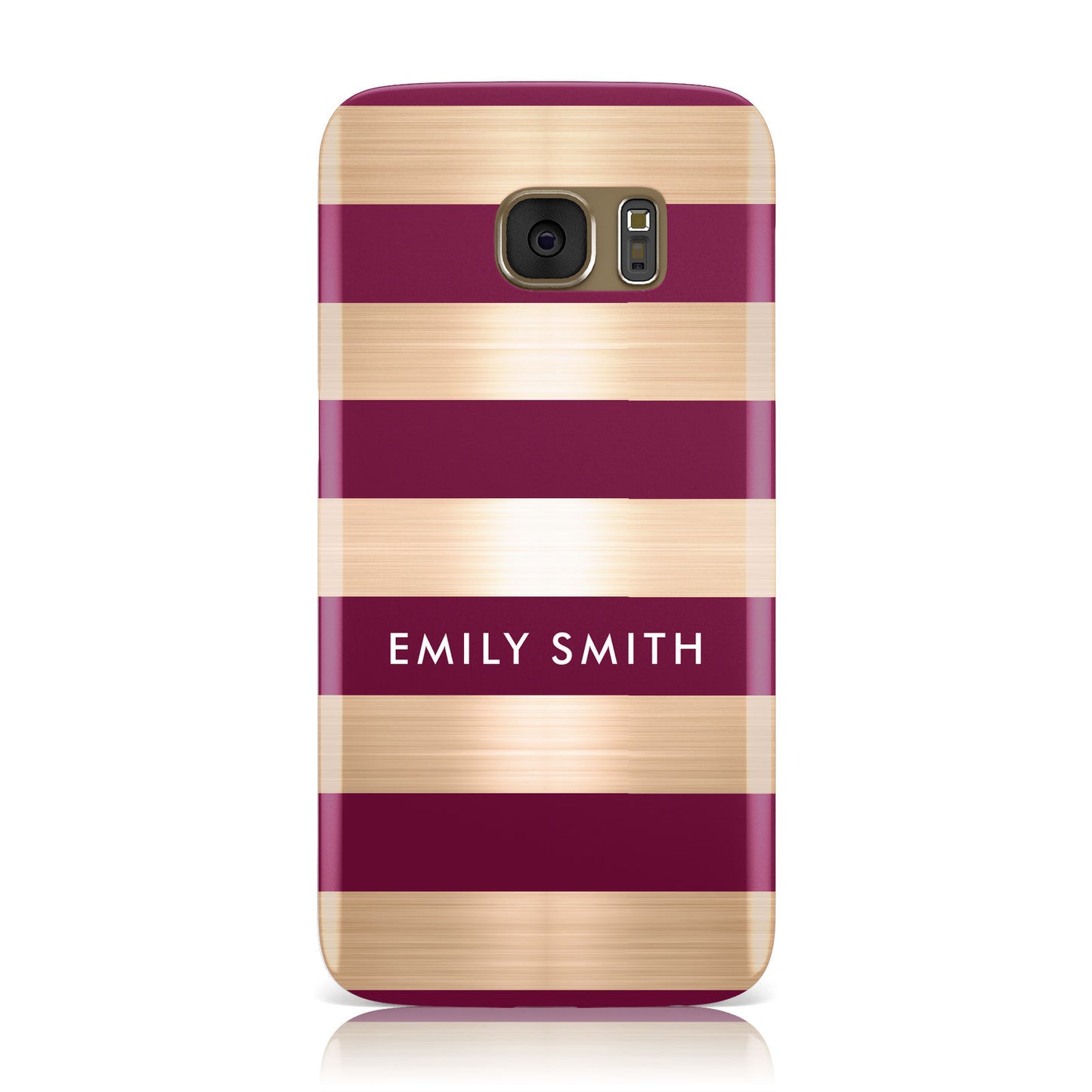 Personalised Burgundy Gold Name Initials Samsung Galaxy Case