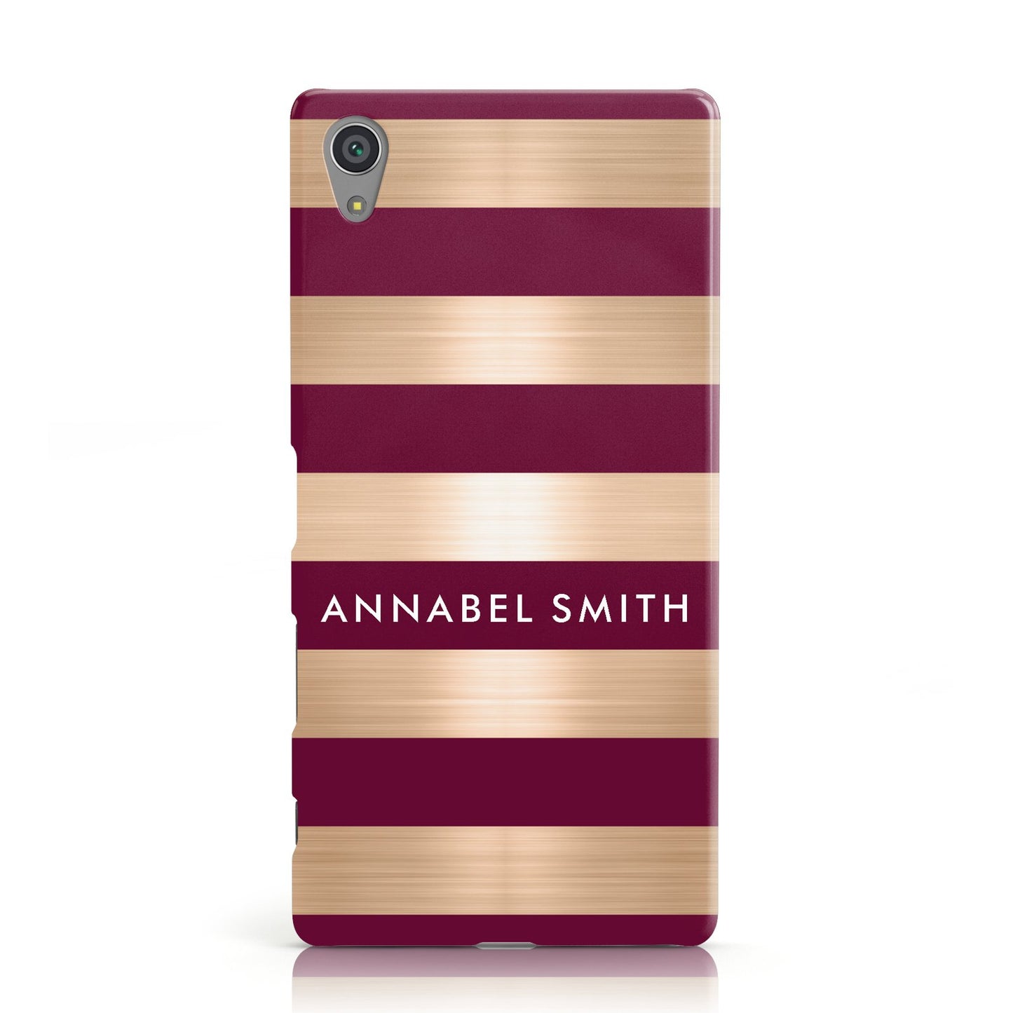 Personalised Burgundy Gold Name Initials Sony Xperia Case
