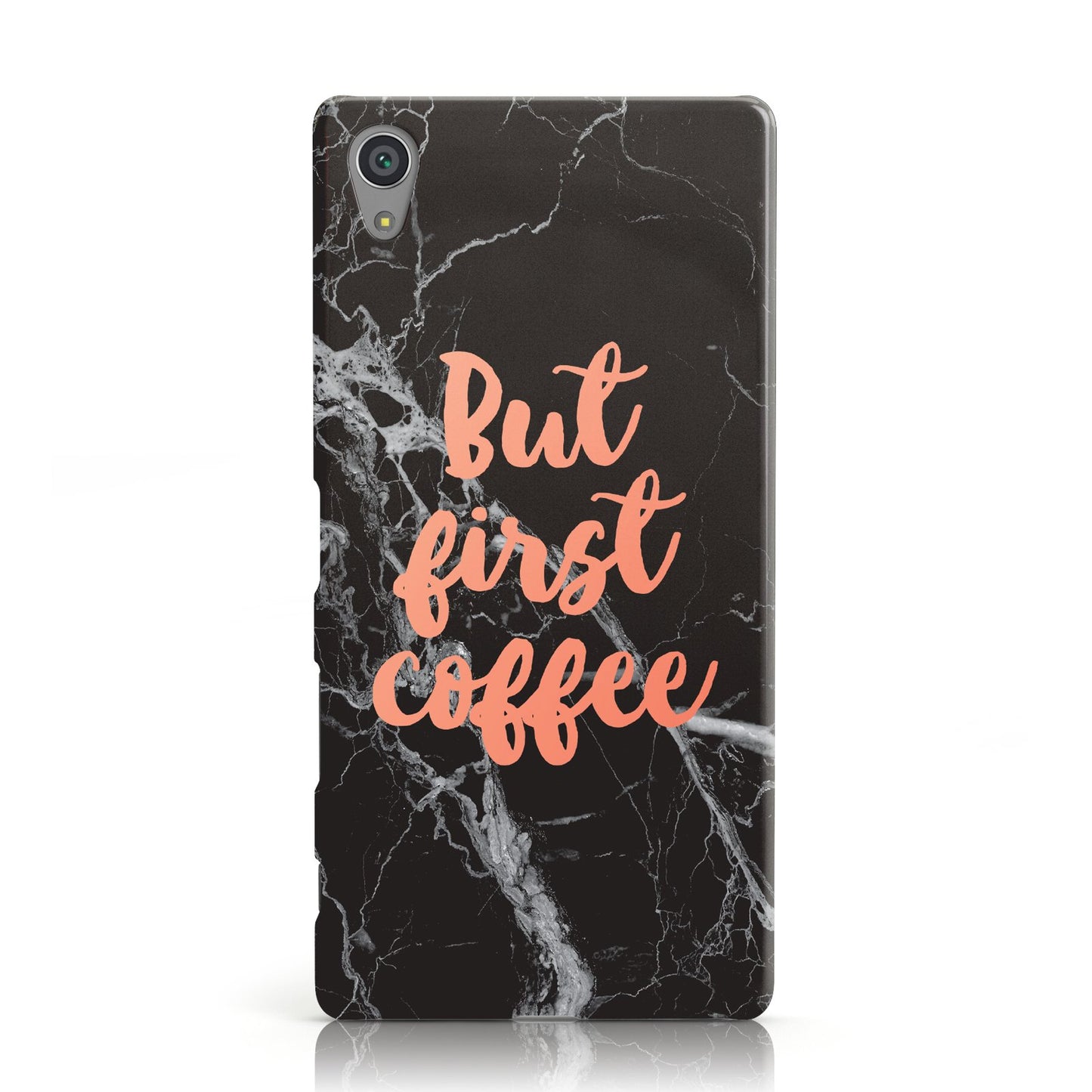 But First Coffee Black Marble Effect Sony Xperia Case