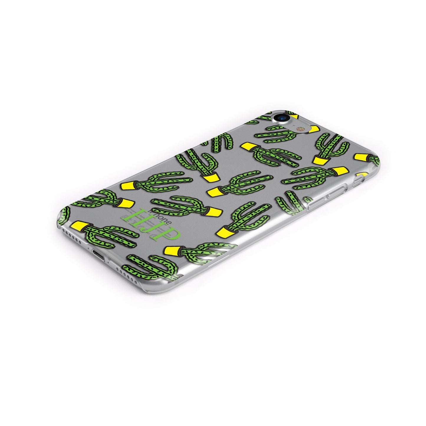Personalised Cactus Clear Initials Custom Apple iPhone Case Bottom Cutout