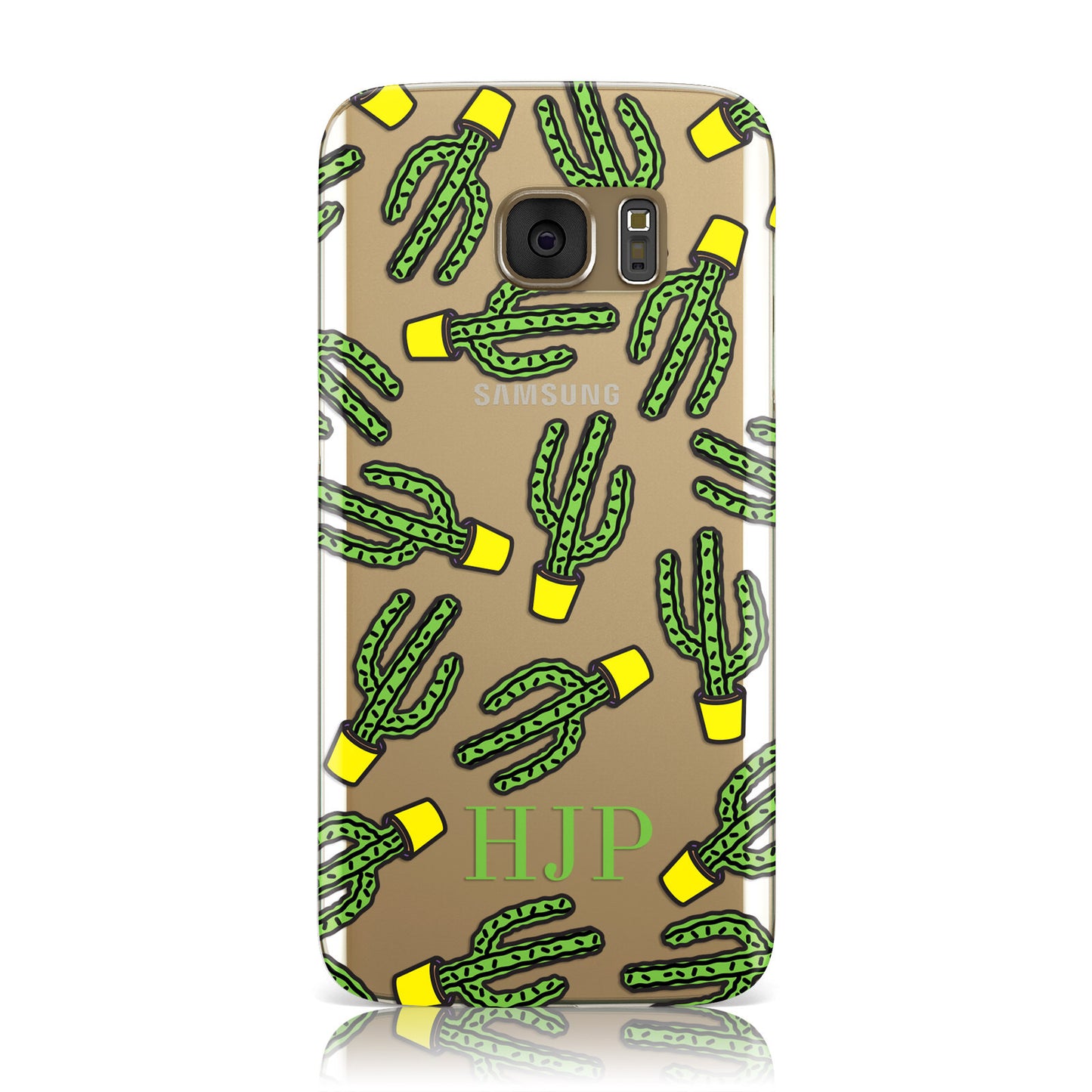 Personalised Cactus Clear Initials Custom Samsung Galaxy Case