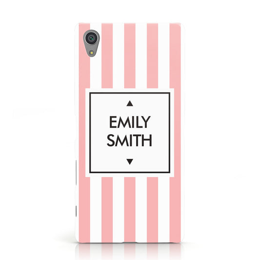 Personalised Candy Striped Name Initials Sony Xperia Case