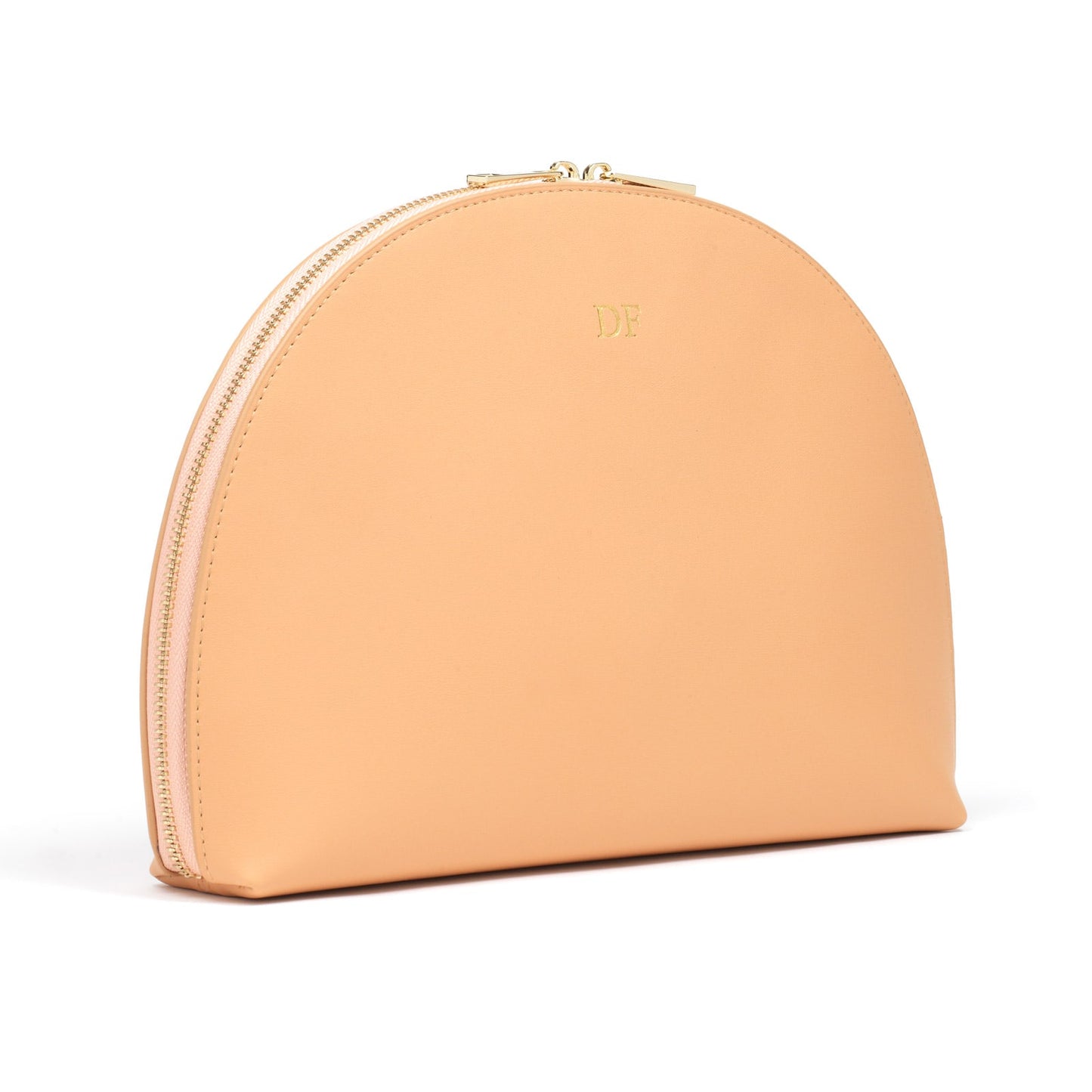 Personalised Caramel Leather Half Moon Bag Side Image