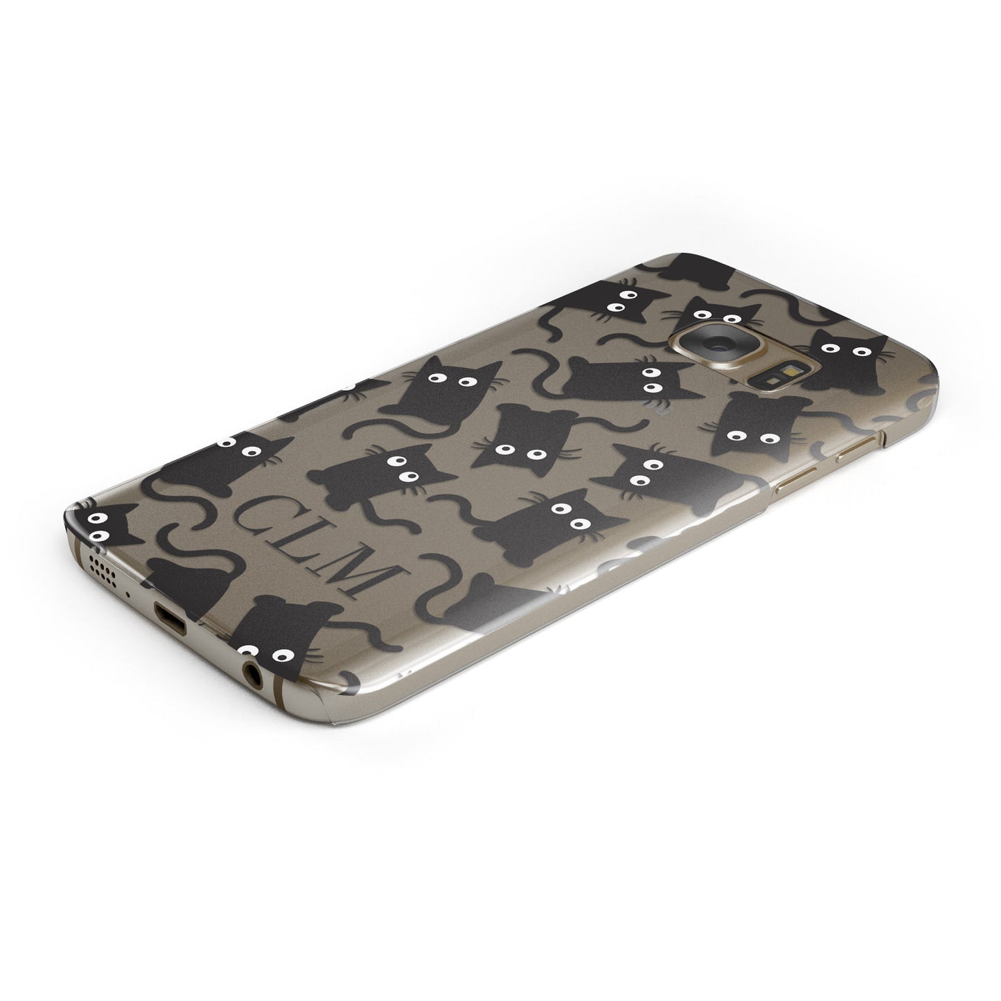 Personalised Cat Initials Clear Samsung Galaxy Case Bottom Cutout