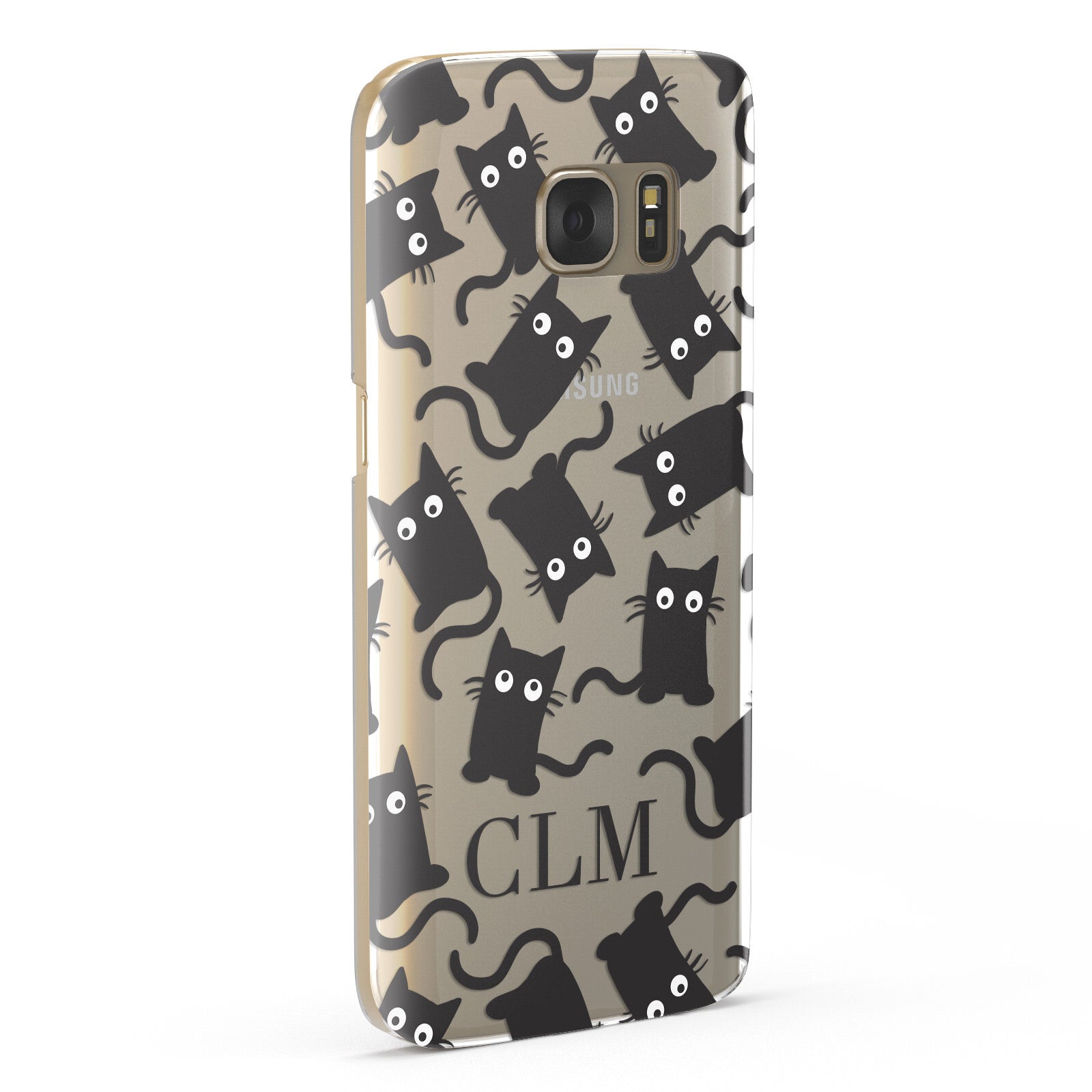 Personalised Cat Initials Clear Samsung Galaxy Case Fourty Five Degrees