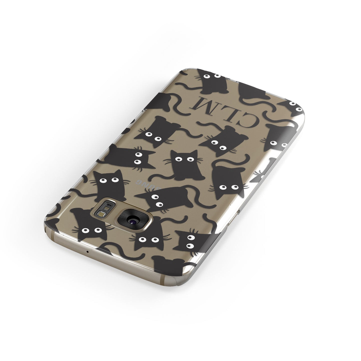 Personalised Cat Initials Clear Samsung Galaxy Case Front Close Up