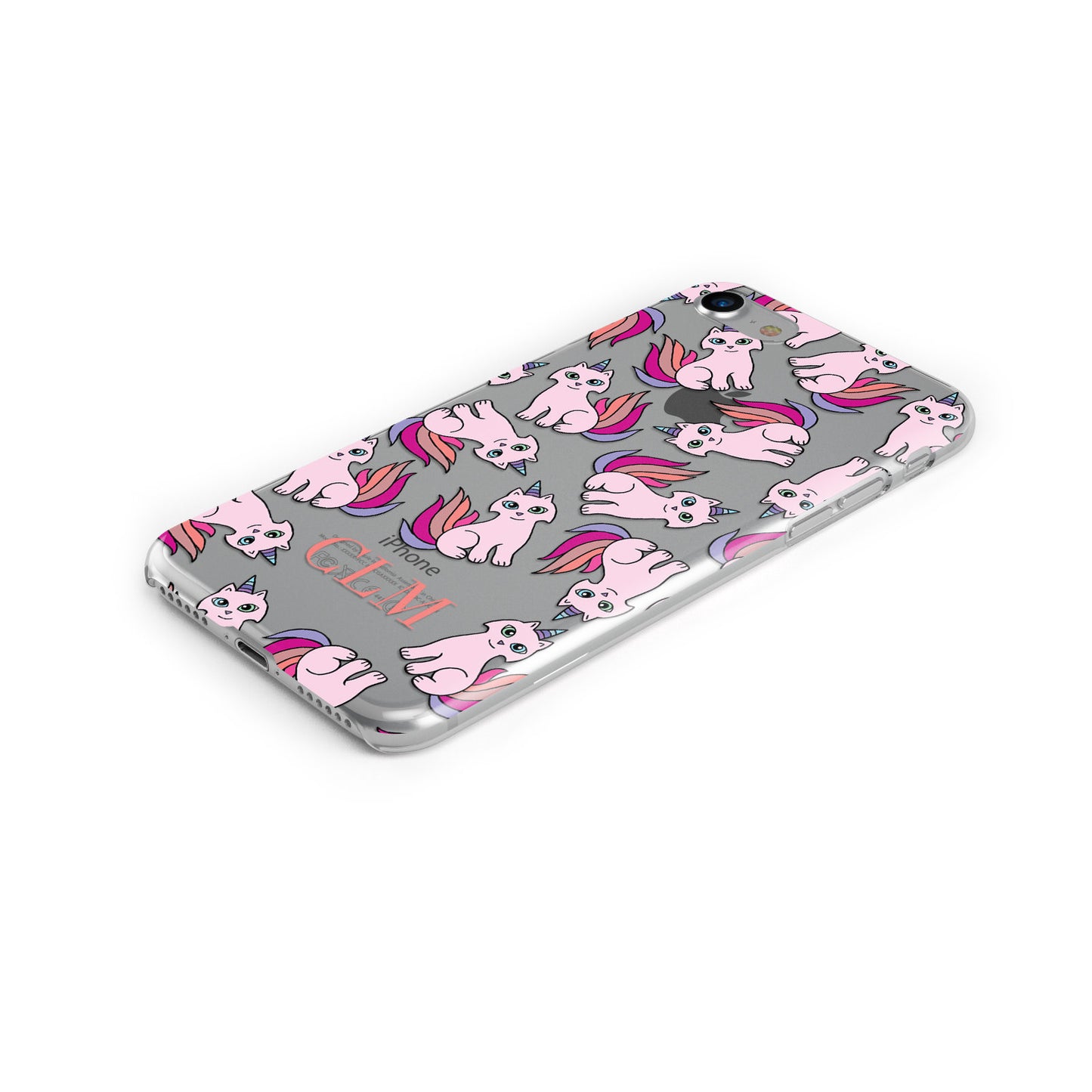 Caticorn Personalised Initials Apple iPhone Case Bottom Cutout