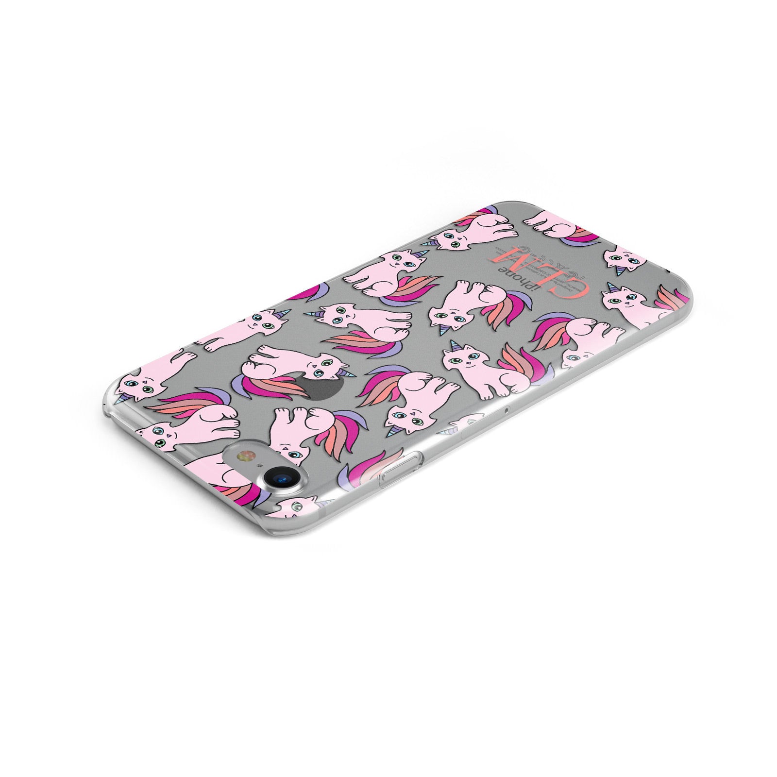Caticorn Personalised Initials Apple iPhone Case Top Cutout