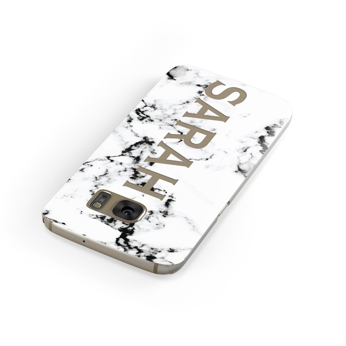 Personalised Clear Name Black White Marble Custom Samsung Galaxy Case Front Close Up