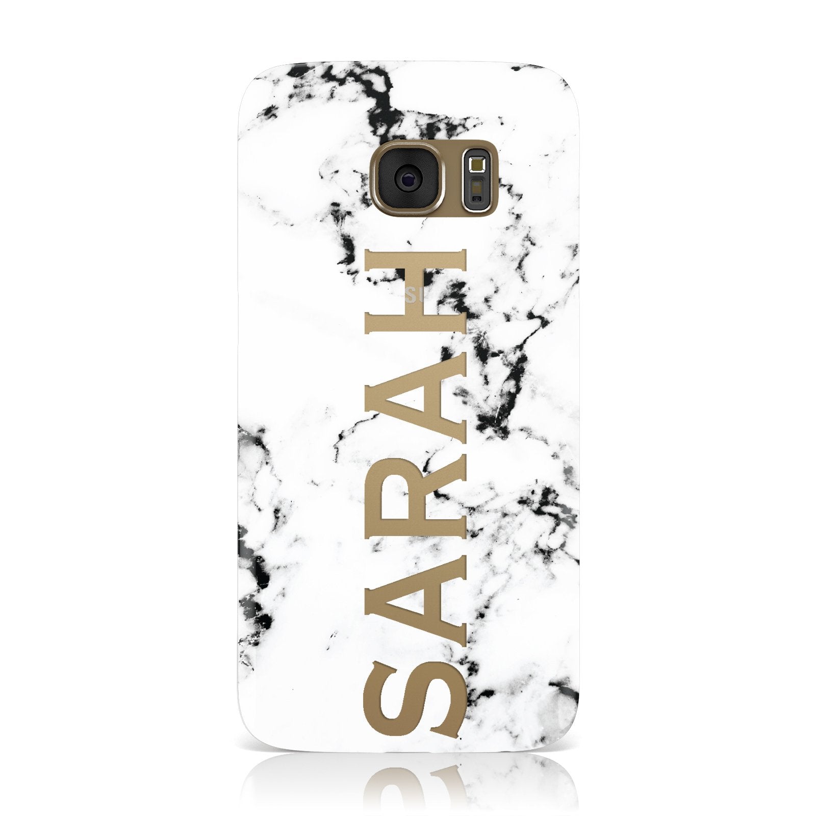 Personalised Clear Name Black White Marble Custom Samsung Galaxy Case