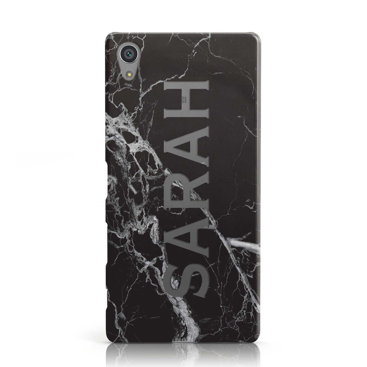 Personalised Clear Name Cutout Black Marble Custom Sony Xperia Case