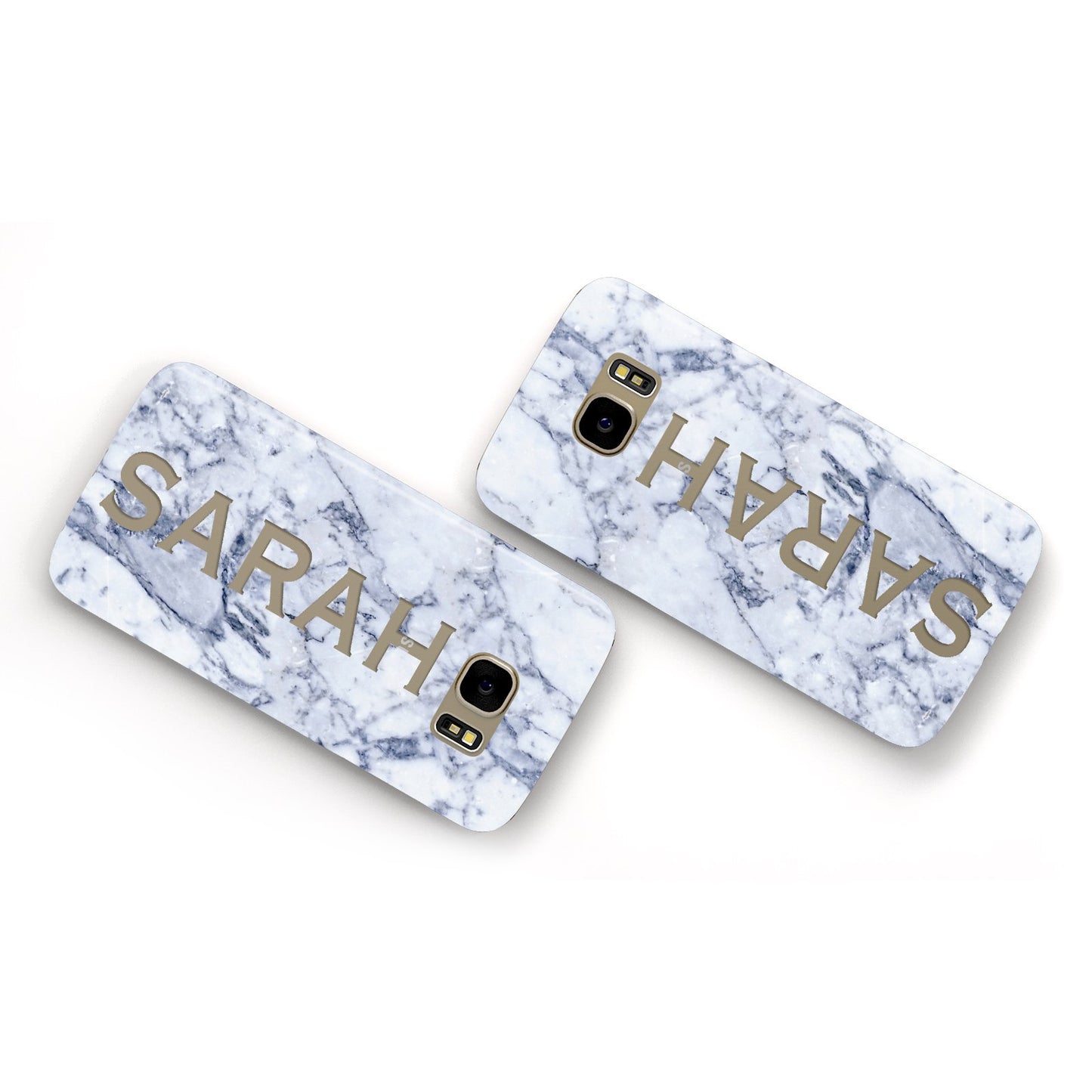 Personalised Clear Name Cutout Blue Marble Custom Samsung Galaxy Case Flat Overview