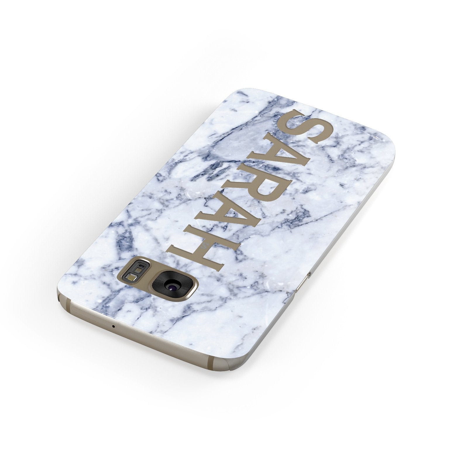 Personalised Clear Name Cutout Blue Marble Custom Samsung Galaxy Case Front Close Up