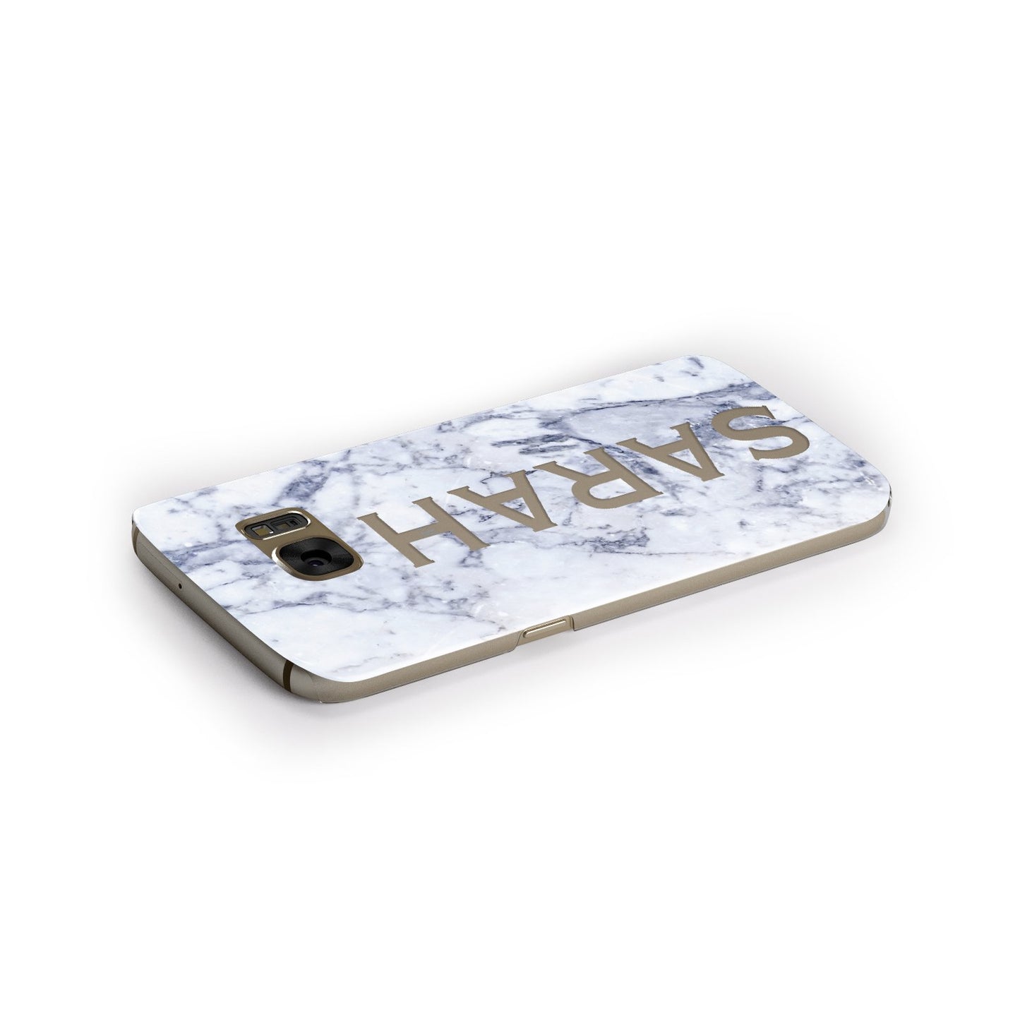 Personalised Clear Name Cutout Blue Marble Custom Samsung Galaxy Case Side Close Up