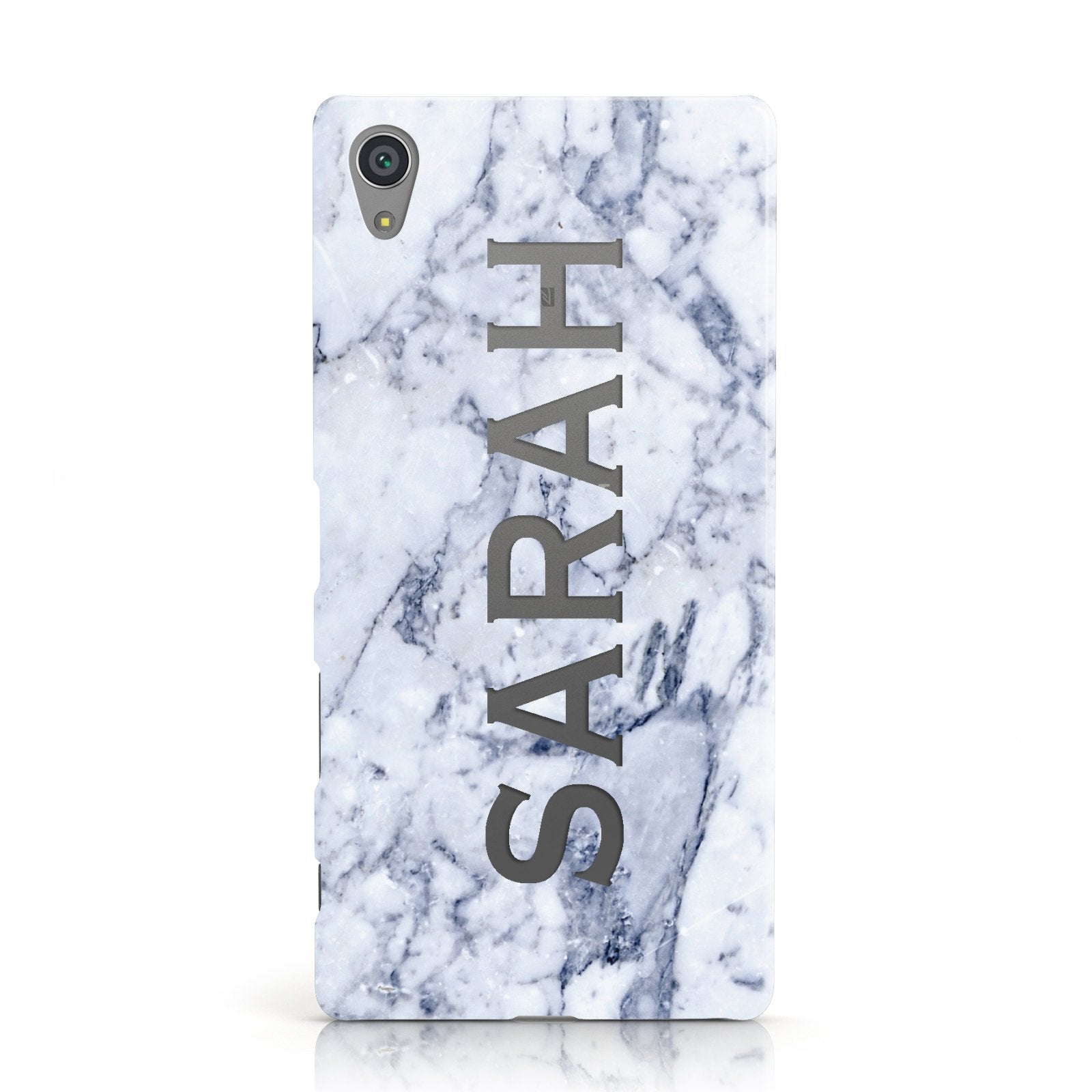Personalised Clear Name Cutout Blue Marble Custom Sony Xperia Case