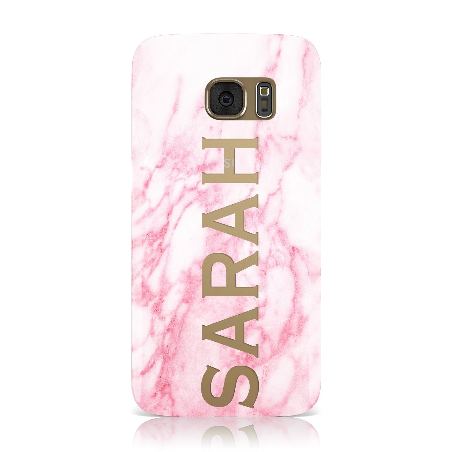 Personalised Clear Name Cutout Pink Marble Custom Samsung Galaxy Case