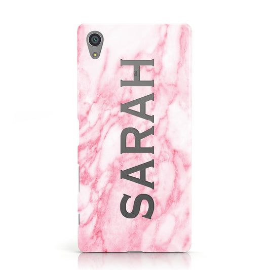 Personalised Clear Name Cutout Pink Marble Custom Sony Xperia Case