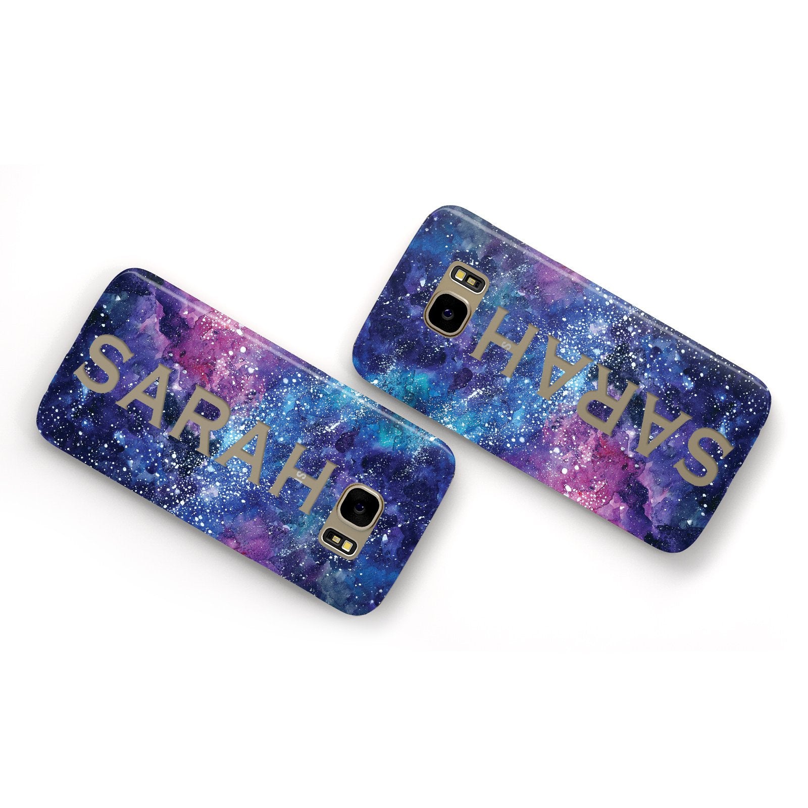 Personalised Clear Name Cutout Space Nebula Custom Samsung Galaxy Case Flat Overview