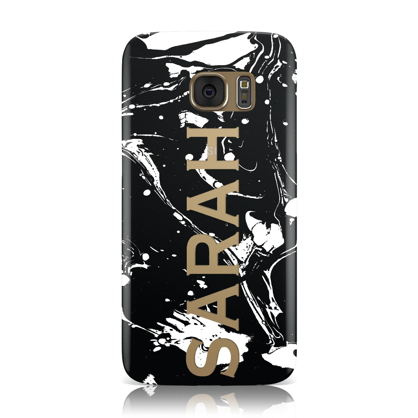 Personalised Clear Name Cutout Swirl Marble Custom Samsung Galaxy Case