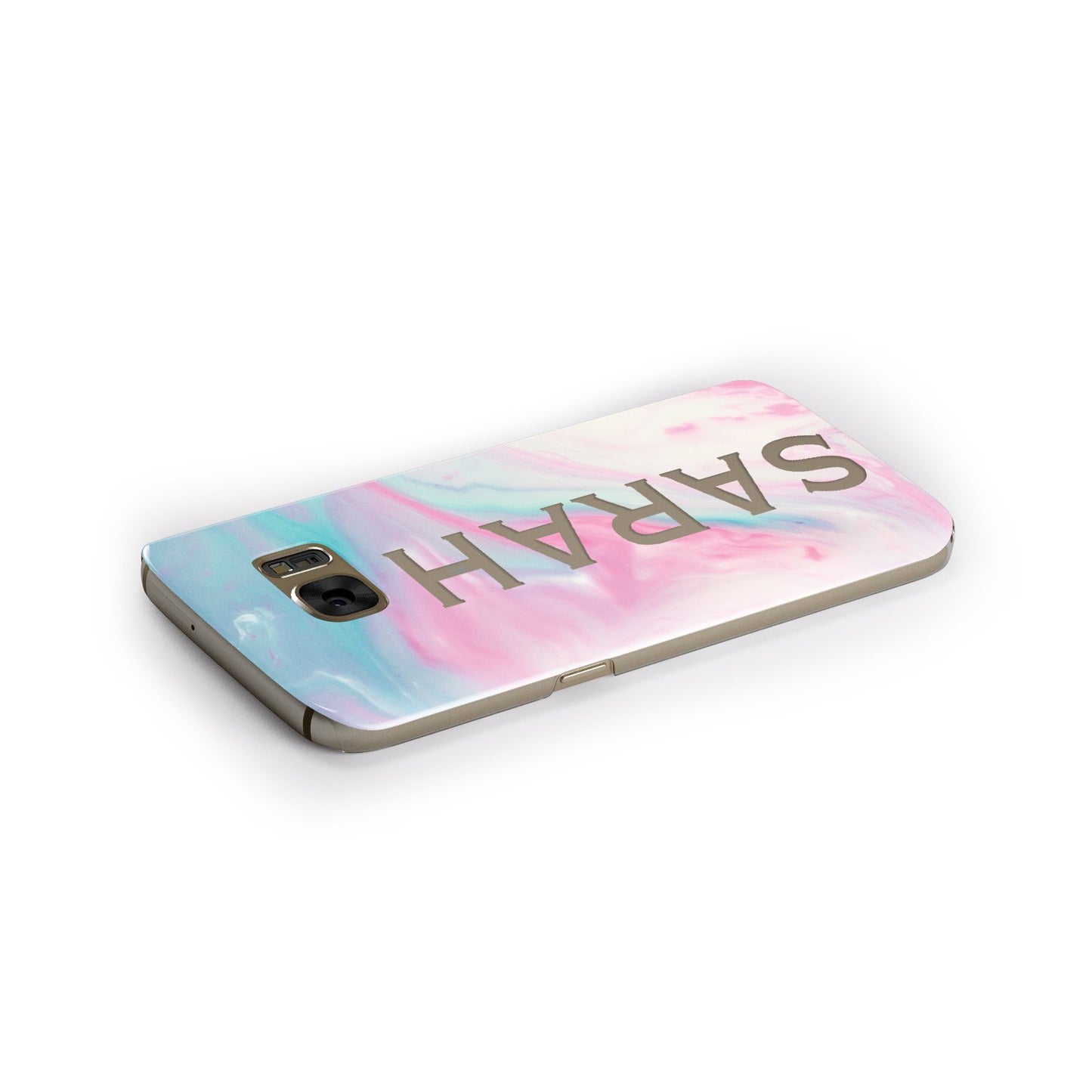 Personalised Clear Name Pastel Unicorn Marble Samsung Galaxy Case Side Close Up
