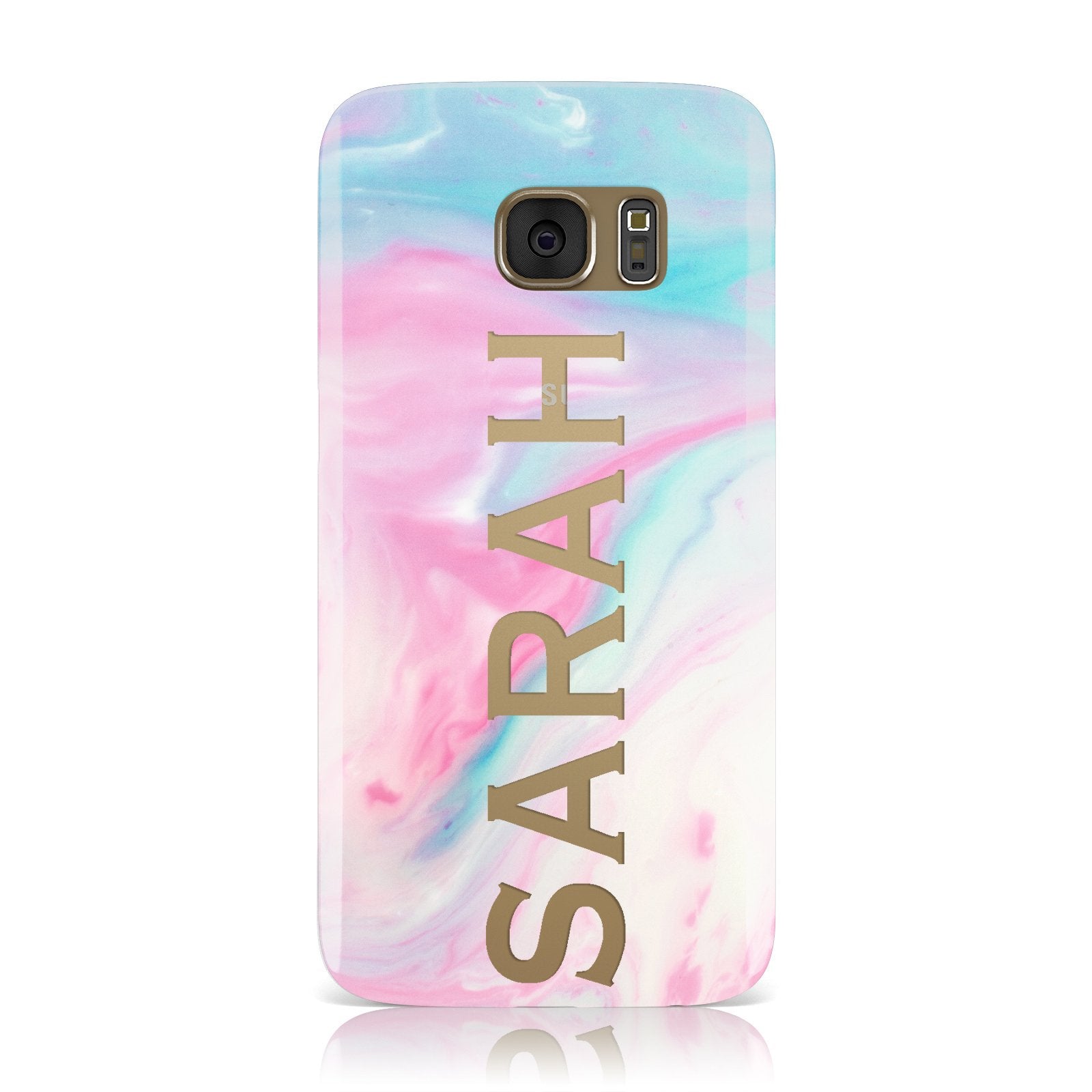 Personalised Clear Name Pastel Unicorn Marble Samsung Galaxy Case