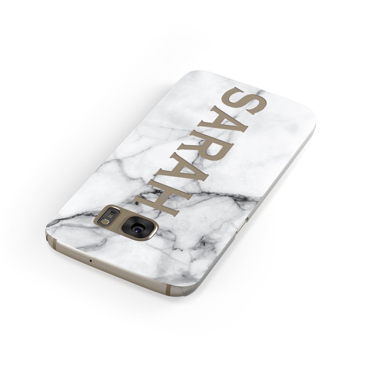 Personalised Clear Name See Through Grey Marble Samsung Galaxy Case Front Close Up