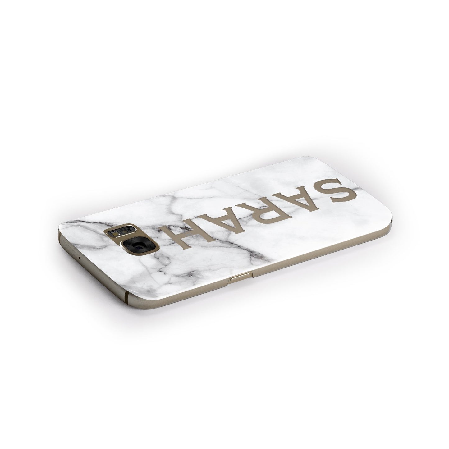 Personalised Clear Name See Through Grey Marble Samsung Galaxy Case Side Close Up