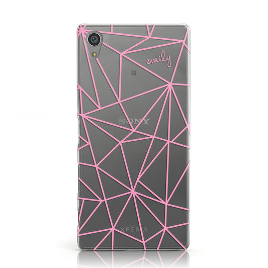 Personalised Clear Outlines & Name Pink Sony Xperia Case
