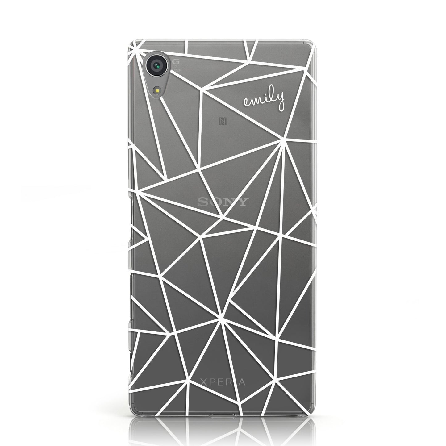 Personalised Clear Outlines & Name White Sony Xperia Case