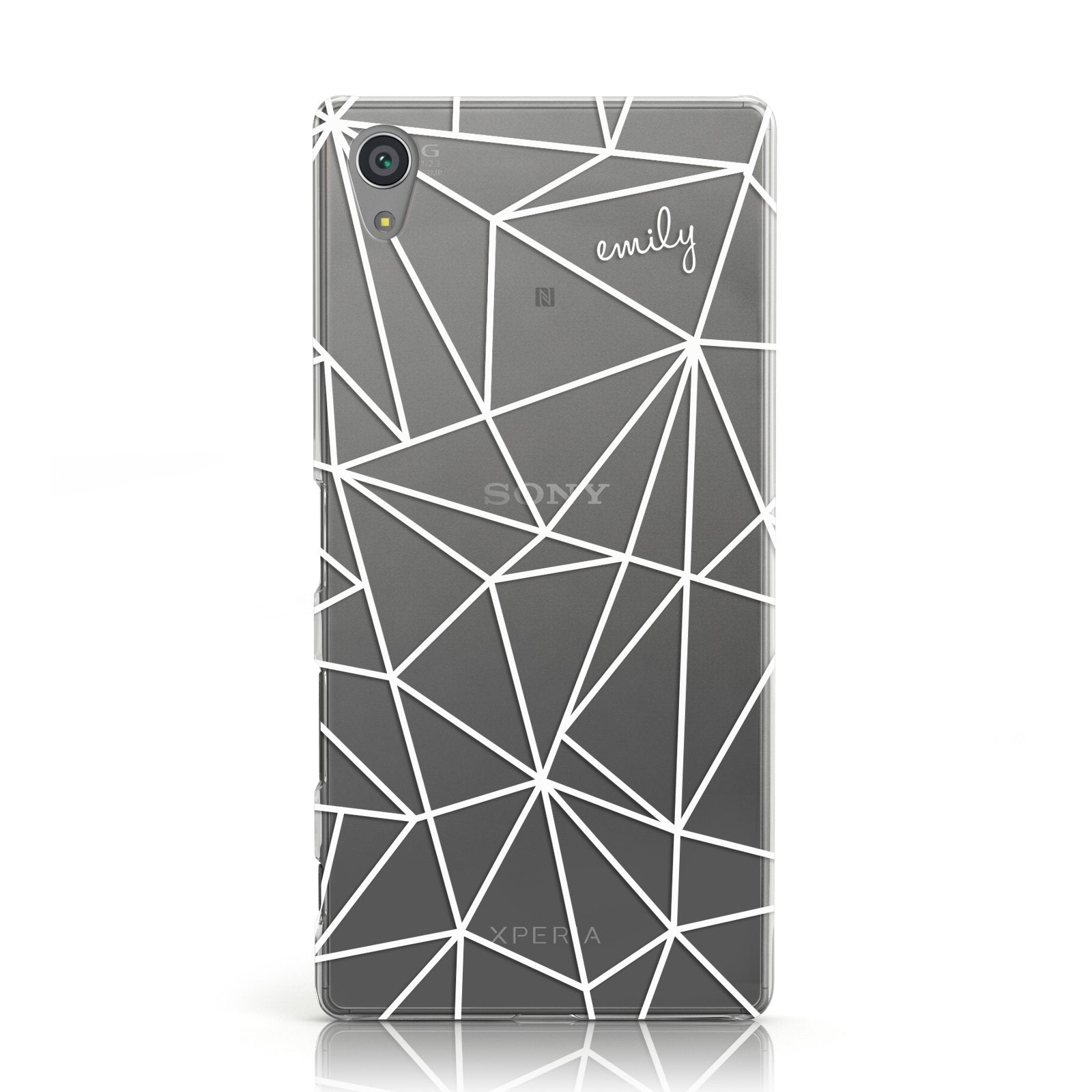 Personalised Clear Outlines & Name White Sony Xperia Case