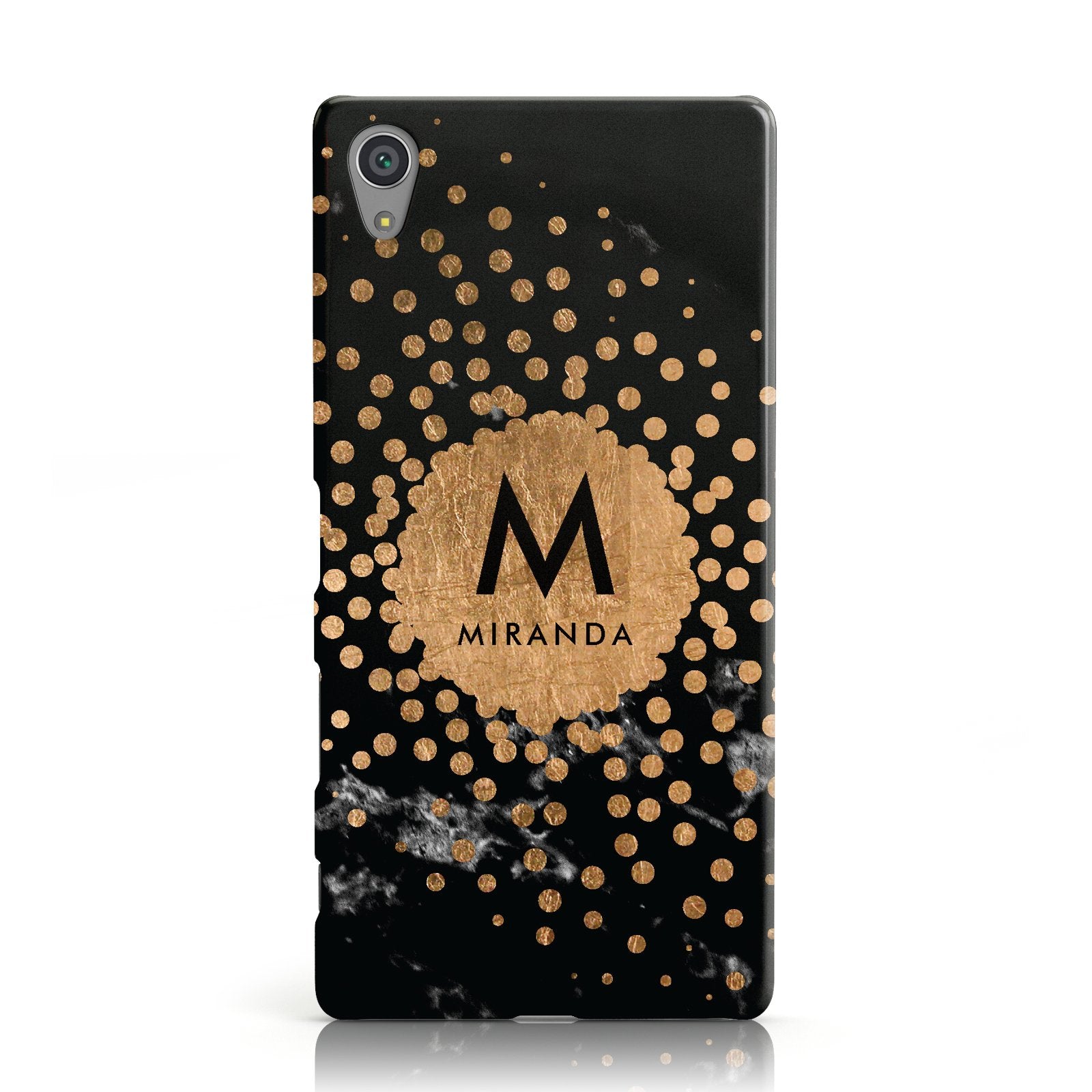 Personalised Copper Black Marble With Name Sony Xperia Case