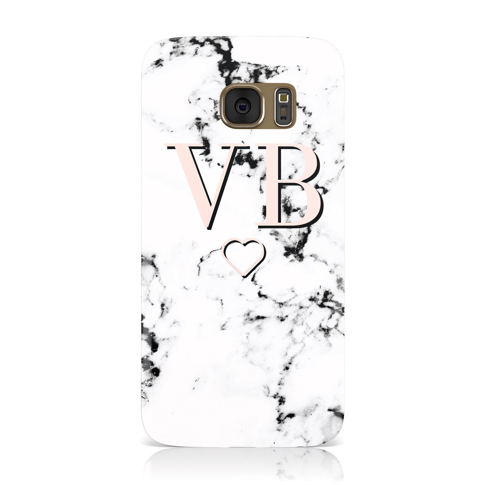 Personalised Coral Initials Heart Marble Samsung Galaxy Case