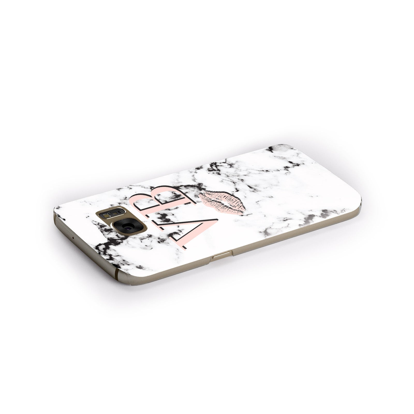 Personalised Coral Initials Lips Marble Samsung Galaxy Case Side Close Up