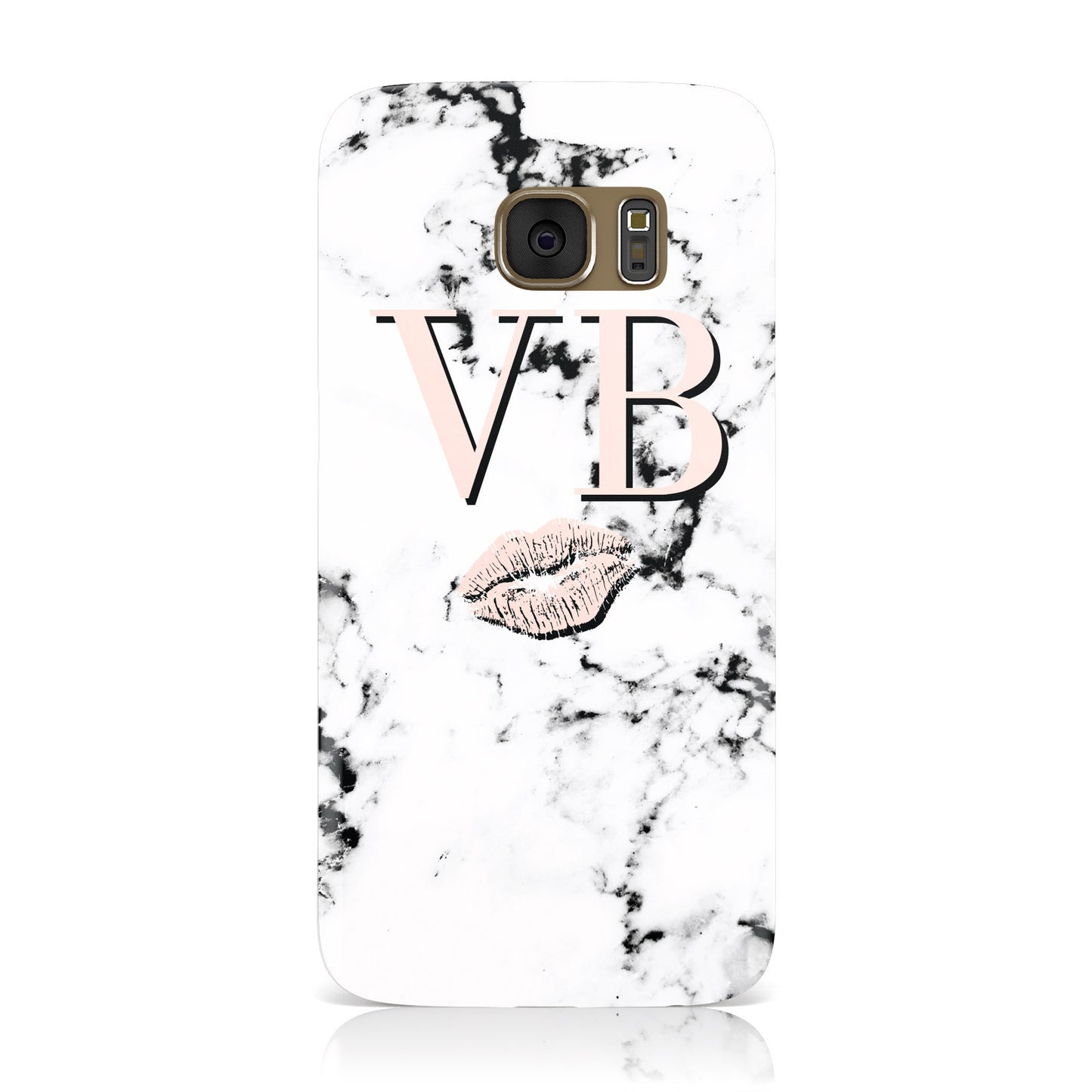 Personalised Coral Initials Lips Marble Samsung Galaxy Case
