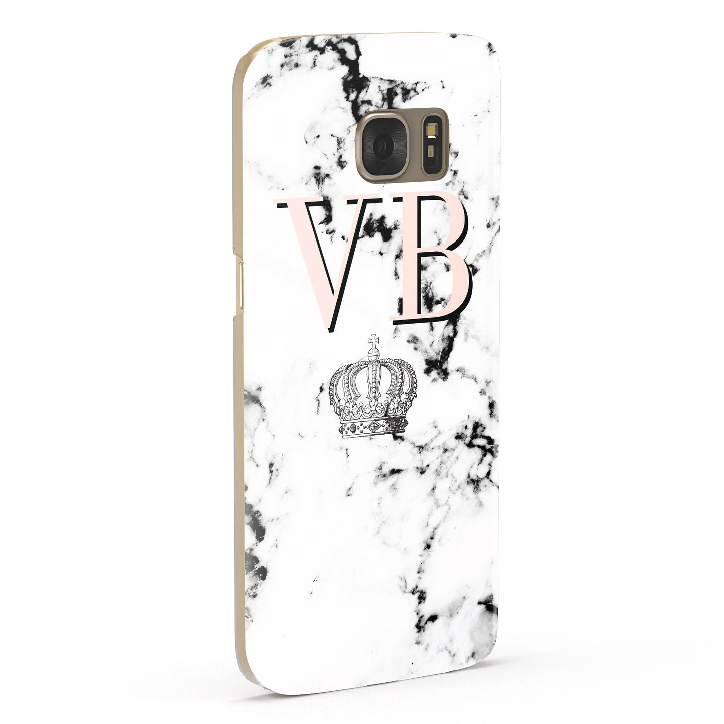 Personalised Coral Initials Marble Crown Samsung Galaxy Case Fourty Five Degrees
