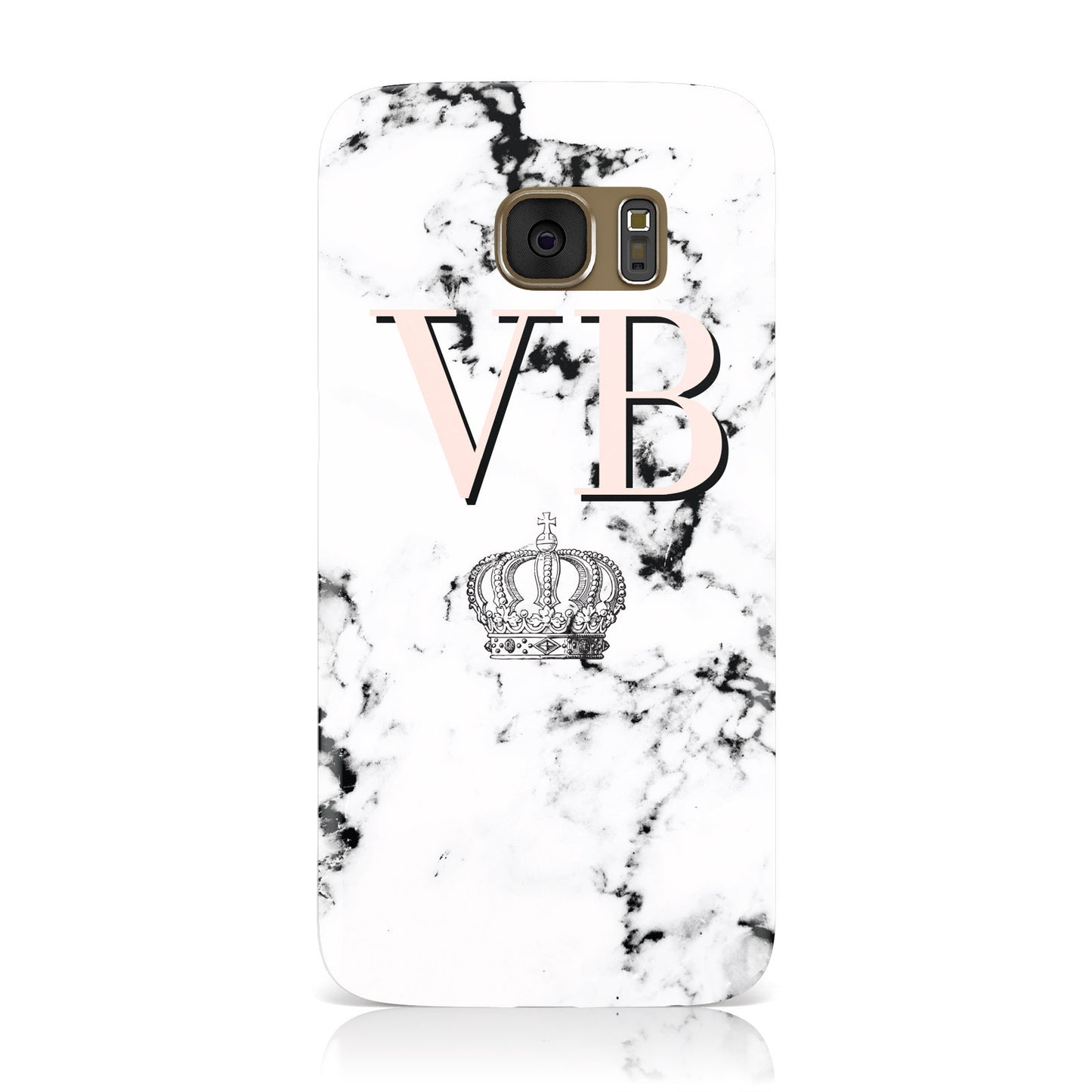 Personalised Coral Initials Marble Crown Samsung Galaxy Case