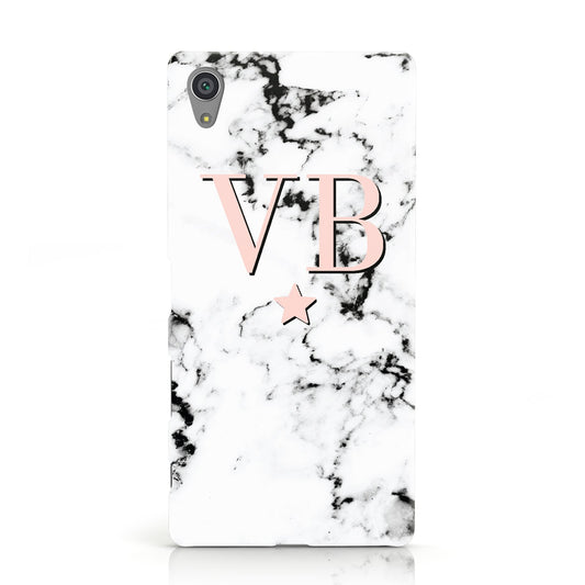 Personalised Coral Initials Star Marble Sony Xperia Case