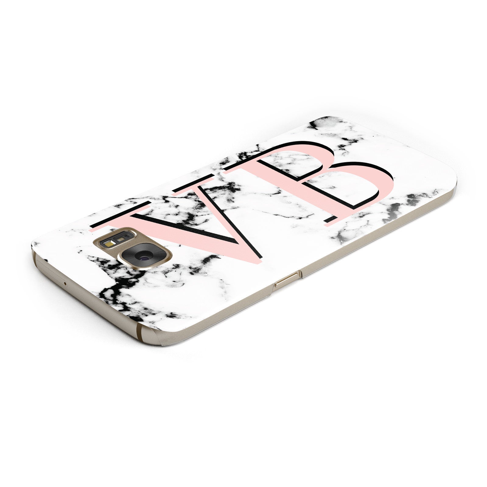 Personalised Coral Malble Initials Samsung Galaxy Case Top Cutout