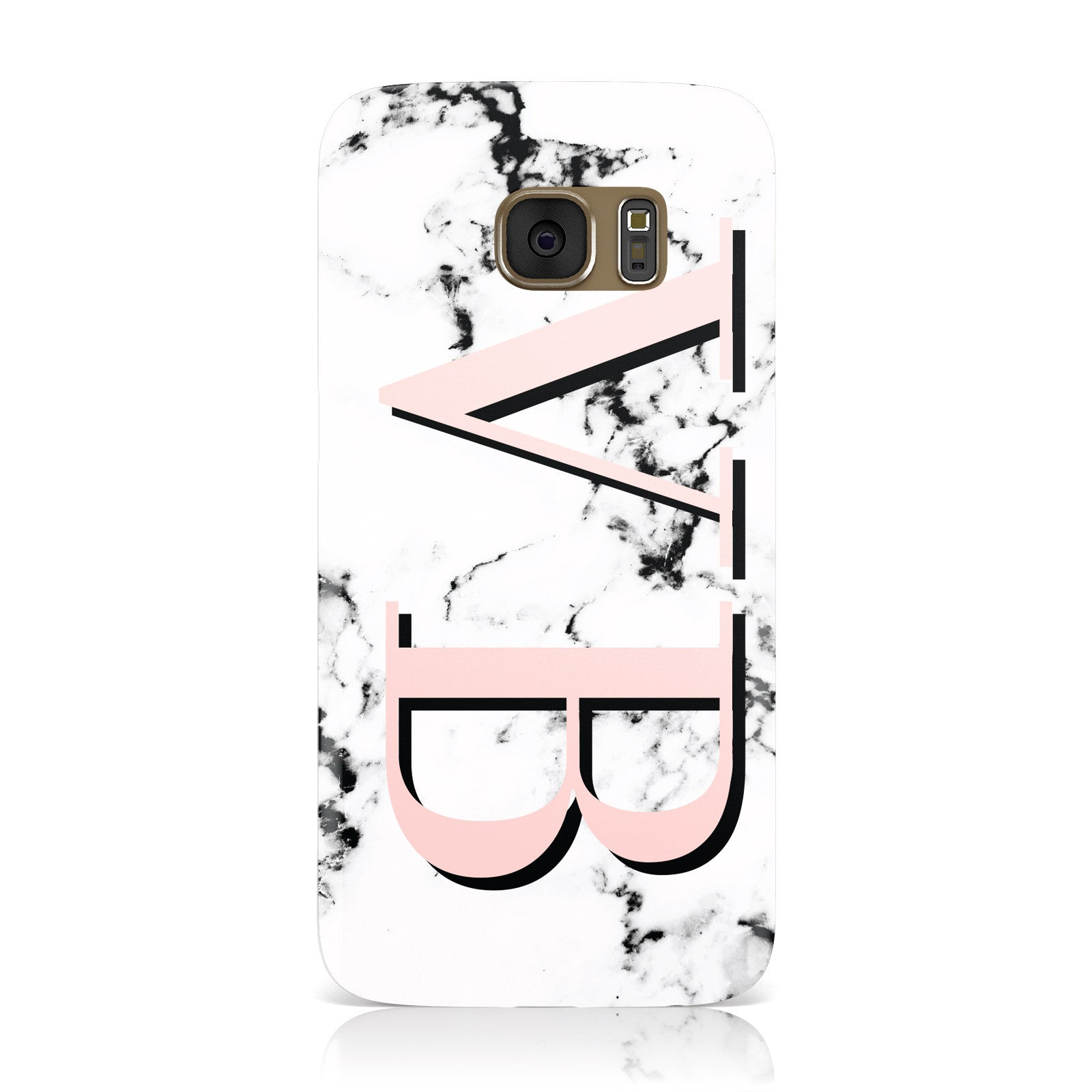 Personalised Coral Malble Initials Samsung Galaxy Case